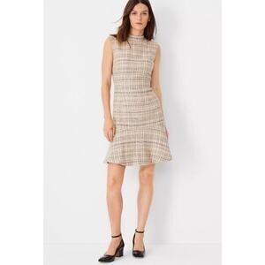 Ann Taylor Tweed Sleeveless Dress Ivory Black Size 0 New With Tags